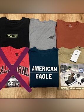 Men’s Small Shirt Bundle Vans Nike American Eagle 6pc